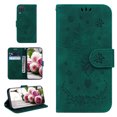 thumbnail image 1 of Folio Wallet Case for Samsung A22 4G, Flower Patterned Embossed Premium PU Leather Flip Stand Card Slots Magnetic Closure Wristlet Case For Samsung Galaxy A22 4G, Green, 1 of 7