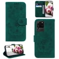 thumbnail image 1 of Folio Wallet Case for Samsung S20 Ultra, Flower Patterned Embossed Premium PU Leather Flip Stand Card Slots Magnetic Closure Wristlet Case For Samsung Galaxy S20 Ultra,
Green, 1 of 7
