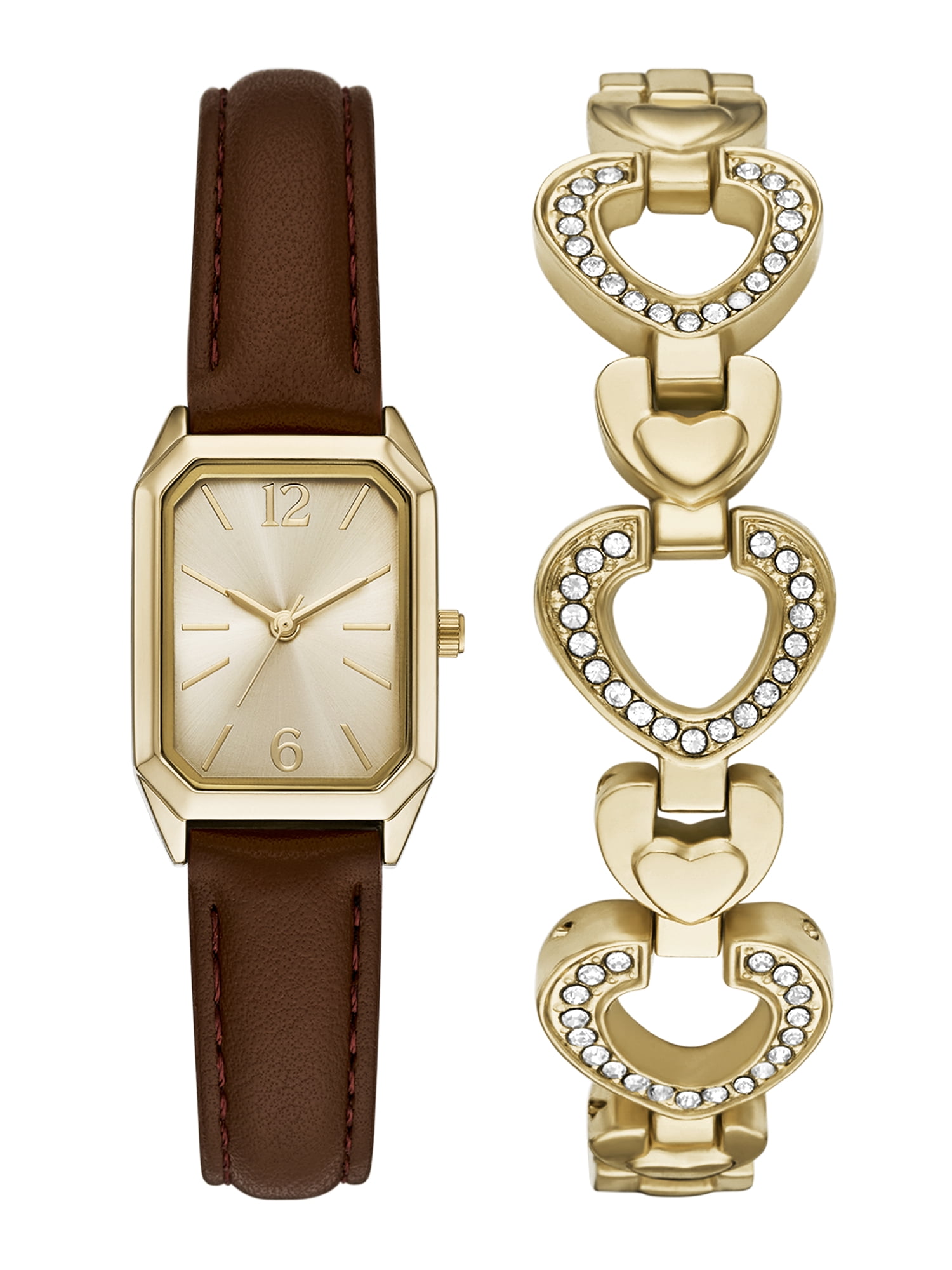 Women\'s Brown/Gold Leather Strap Crystal Lens Buckle Closure Gold-Tone Watch Fossil - Brandclub - Fossil Women main image 4