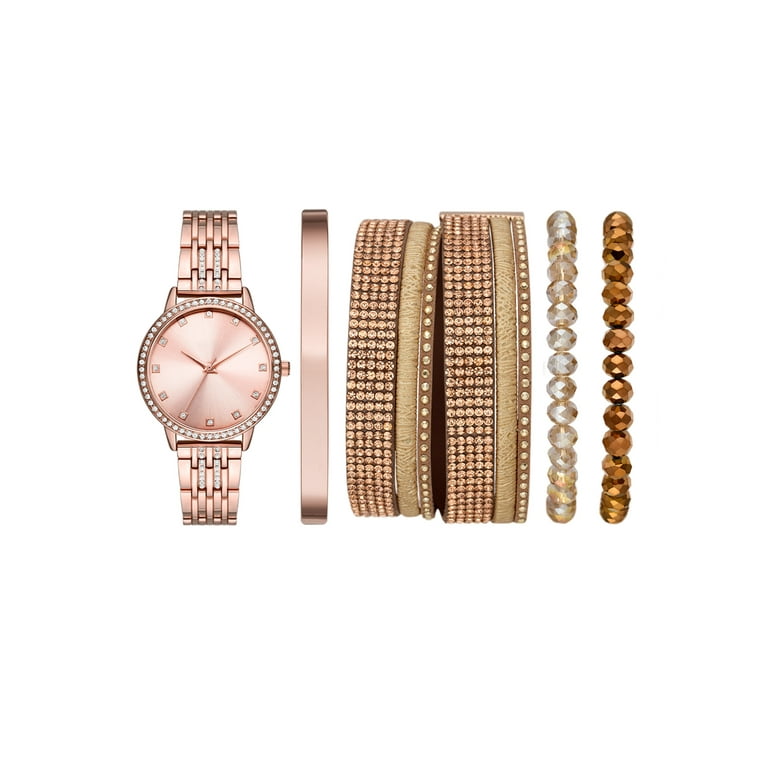 Rose Gold-Tone Crystal Analog Watch