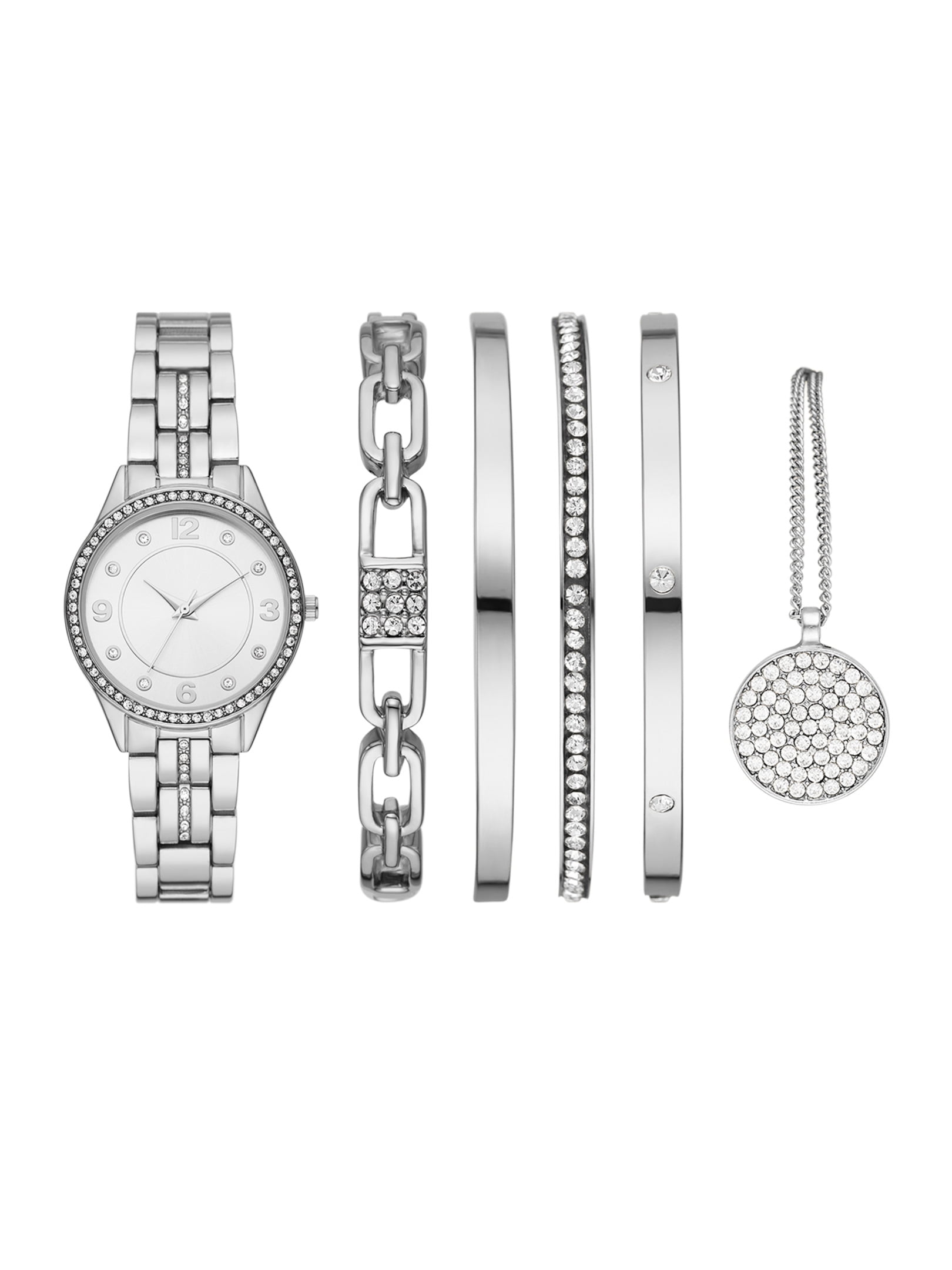 Folio Women's Silver Tone Round Analog Bracelet Watch and Folio Women's Silver Tone Round Analog Bracelet Watch and