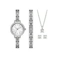 Folio Women's Watch Gift Set Silver Tone Small Round Case, Silver