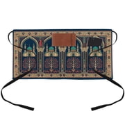 Folk Architectural Waitress Apron with 3 Pockets, Boho Starry Night Tree Boho Archway Server Aprons Waterproof Kitchen Restaurant Half Waist Apron for Men Women