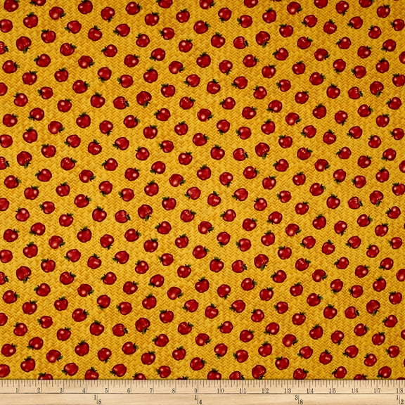 Folk Art Basics Apple Basket Gold Fabric By The Yard
