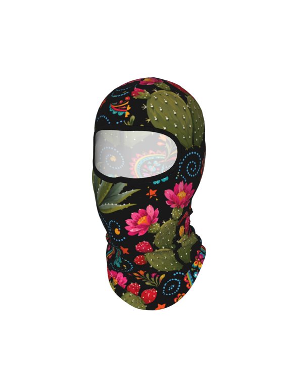 Folk Art Cactus Garden Pattern Art Unisex Balaclava Ski Mask Full Face Cover for Cold Weather & UV Protection, Breathable Cooling Helmet Liner