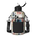 Folk Art Cat and Flower Beige Pattern 74oz Half Gallon Water Bottle ...