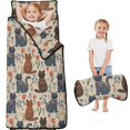 thumbnail image 1 of Folk Art Cat and Flower Beige Pattern Teens Toddler Nap Mat with Pillow, Sleeping Mat Bag for Preschool Daycare 59"x22", 1 of 6