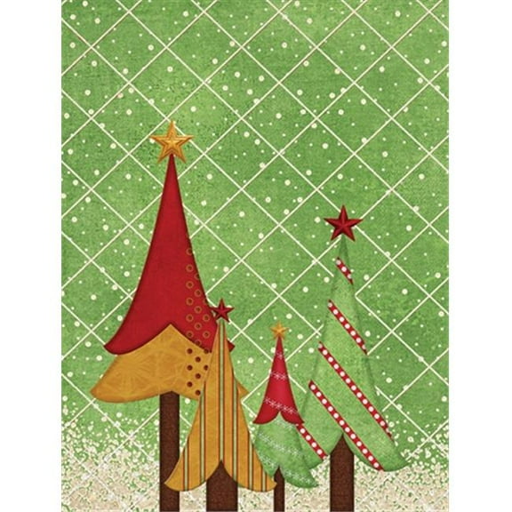 Folk Art Christmas Trees Flag Garden Size