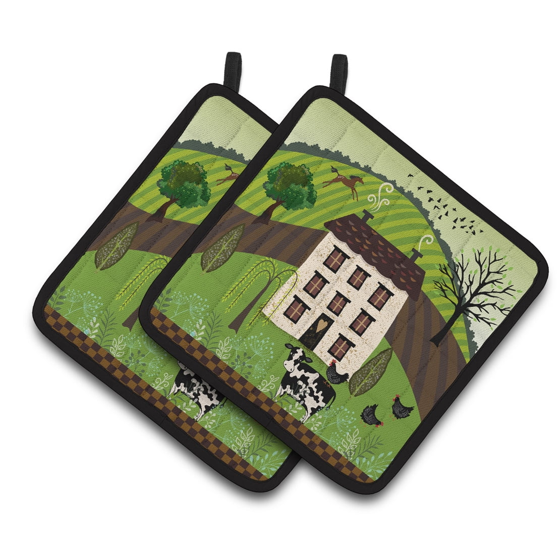 Folk Art Country House Pair of Pot Holders - Walmart.com