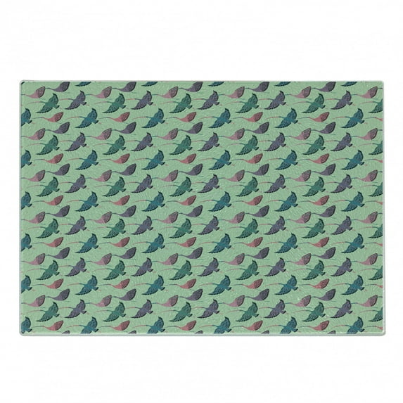 Folk Art Cutting Board, Flying Ibis Birds Illustration with Colorful Ornamental Feathers, Decorative Tempered Glass Cutting and Serving Board, in 3 Sizes, by Ambesonne