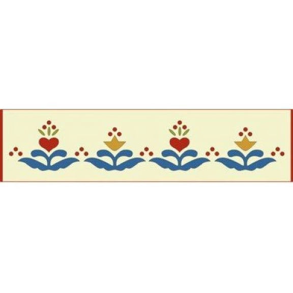 Folk Art Hearts Border Stencil - DIY Art & Craft Painting 10 mil Plastic Mylar - The Artful Stencil