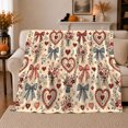 thumbnail image 1 of Folk Art Hearts Flowers Fall Country Living Room, Cozy Botanical Garden Scene, Warm Flannel Blanket for Sunroom and Reading Nook, Garden Lovers Thanksgiving Gift, Artistic Home Decor, 1 of 9