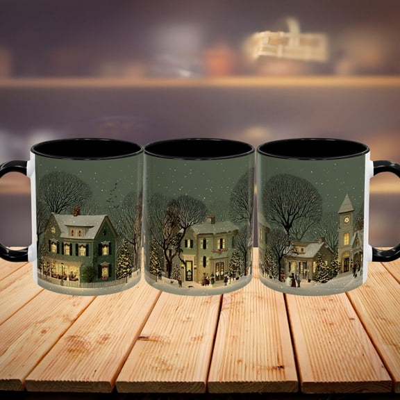 Folk Art Kitchen Decor Farmhouse Cup Winter Snowy Drinkware Snowflake Mug Festive Cocoa Mu
