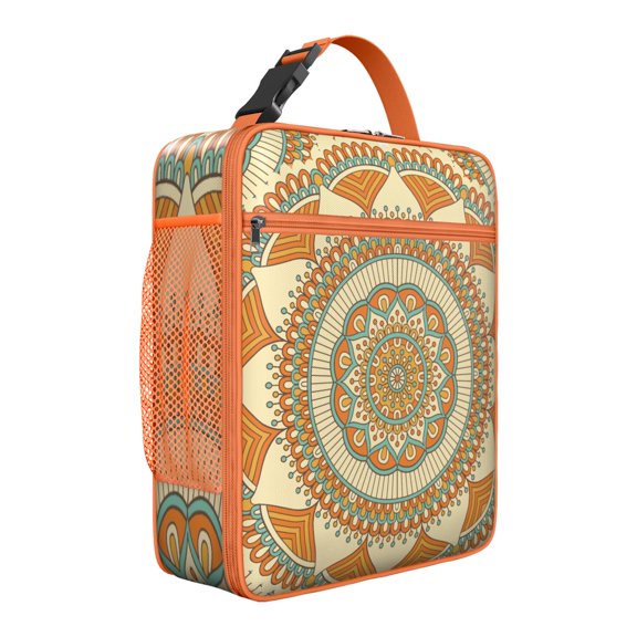 Folk Art Mandala Lunch Box – Ethnic Boho Pattern Insulated Bag with Spiritual Zen Design, Perfect for Daily Commute, Office, or Outdoor Use