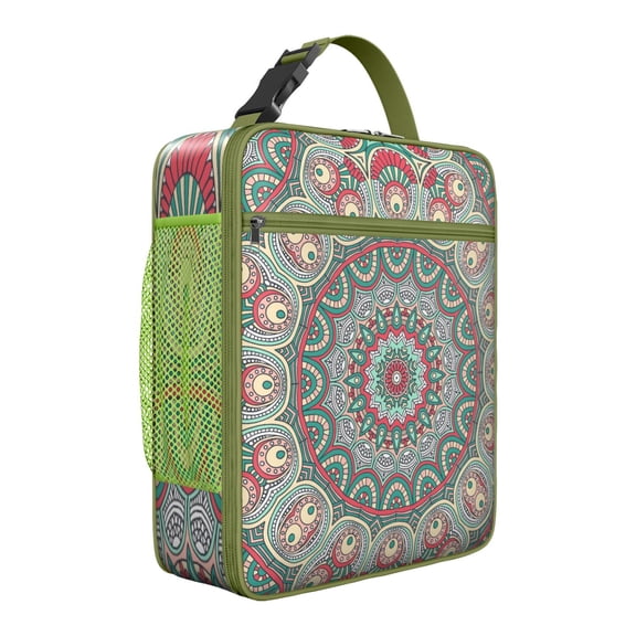 Folk Art Mandala Lunch Box – Ethnic Boho Pattern Insulated Bag with Spiritual Zen Design, Perfect for Daily Commute, Office, or Outdoor Use