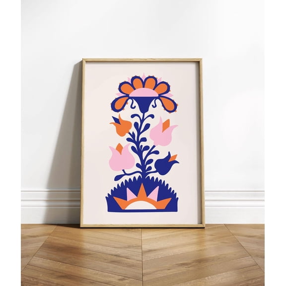 Folk Art Poster, Pennsylvania Dutch Scandinavian Style Cottagecore Wall Decor, Primitive Boho Hygge De Illustration, Home Decor, 24x36 UNFRAMED