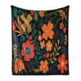 thumbnail image 1 of Folk Art Soft Flannel Fleece Throw Blanket, Floral Motifs and Leaves Bouquets Image in Polish Art Style, Cozy Plush for Indoor and Outdoor Use, 60" x 80", Charcoal Grey and Multicolor, by Ambesonne, 1 of 5