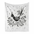 thumbnail image 1 of Folk Art Soft Flannel Fleece Throw Blanket, Monochrome Graphic of Bird on Thin Berry Branch Small Sun Motifs, Cozy Plush for Indoor and Outdoor Use, 50" x 60", Charcoal Grey White, by Ambesonne, 1 of 6