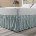 thumbnail image 1 of Folk Bed Skirt, Bicolour Design Pattern with Vertical Style Chevrons and Strips, Elastic Bedskirt Dust Ruffle Wrap Around for Bedding Decor, 4 Sizes, Green Dark Ceil Blue, by Ambesonne, 1 of 2