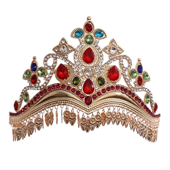 Folk Dance Headwear Alloy Leaf Crown Hair Ornament Light Luxury Tassels Stage Show Performances Hair Accessory for Girls