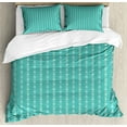 thumbnail image 1 of Folk Duvet Cover Set, Symmetric and Continuous Pattern with Abstract Design Direction Pointers, Decorative 3 Piece Bedding Set with 2 Pillow Shams, King Size, Seafoam and Eggshell, by Ambesonne, 1 of 3