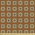 thumbnail image 1 of Folk Fabric by the Yard Upholstery, Ethnic Themed Repetitive Talavera Inspired Pattern with Floral Elements, Decorative Fabric for DIY and Home Accents, Marigold and Burgundy by Ambesonne, 1 of 5