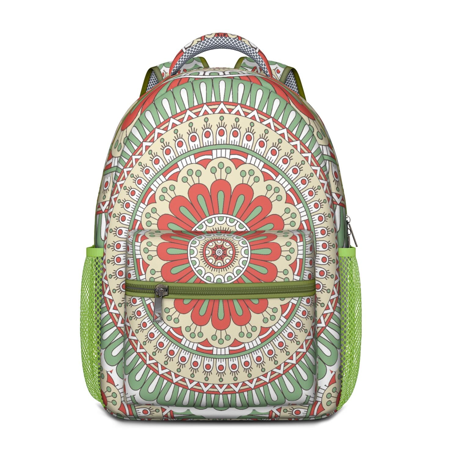 Folk Geometric Mandala Student Backpack - Stylish Waterproof School Bag for College Students