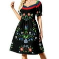 thumbnail image 1 of Folk - Kashubian folk - composition on black BG Sleeveless Dress Women's skirt Woman dresses Women's summer dress, 1 of 6