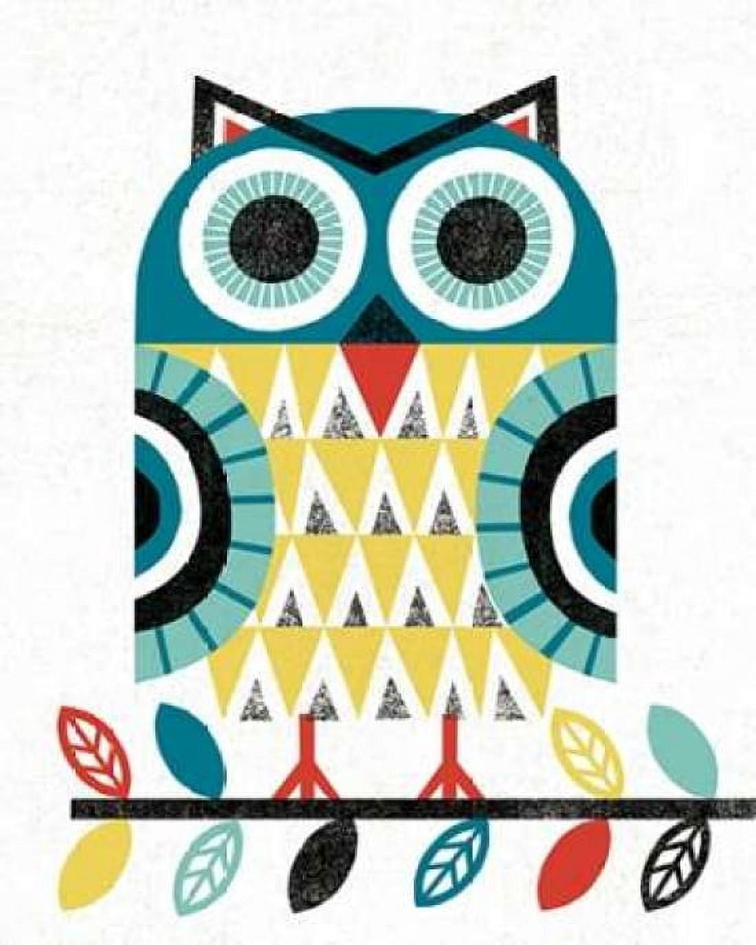 Folk Lodge Owl V2 Teal Canvas Art - Michael Mullan (24 x 30)