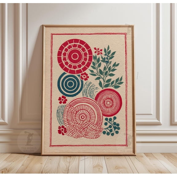Folk Pattern Geometric Botanical Still Life Poster Unframed Paper Print