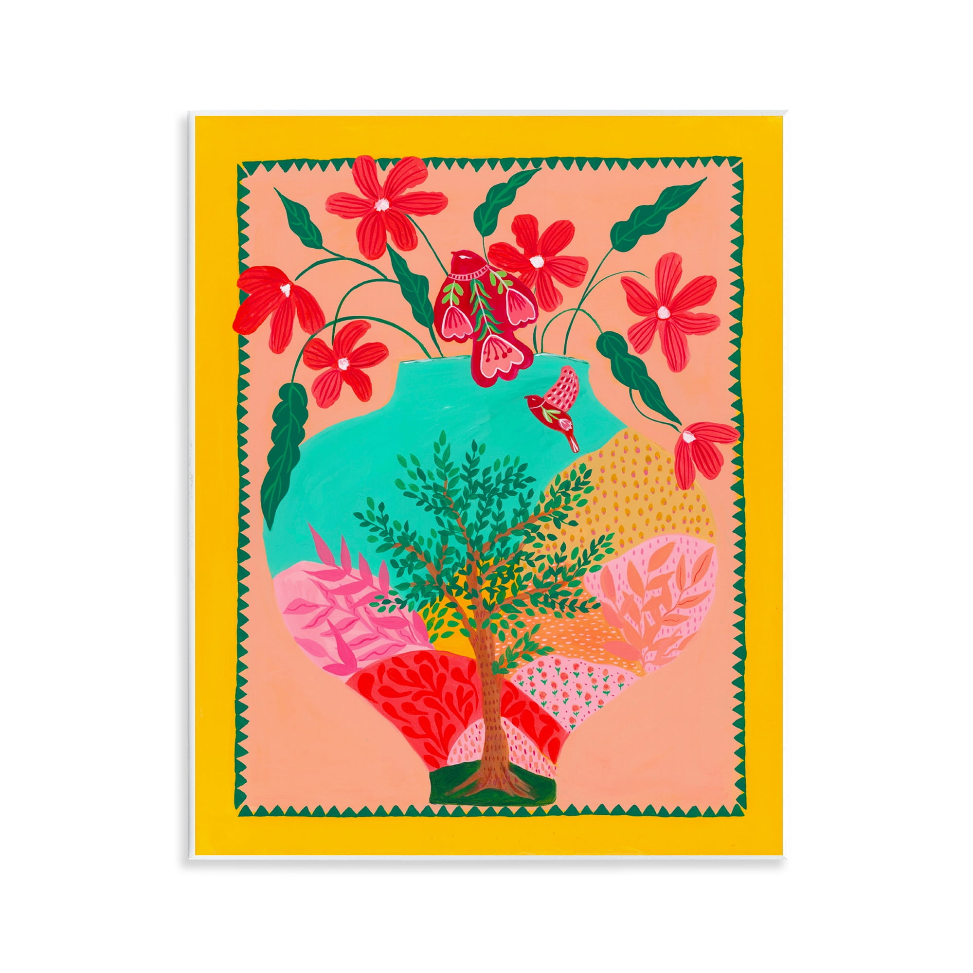 Folk Patterned Hope Vase Wall Plaque Art, design by Nabeela Rumi