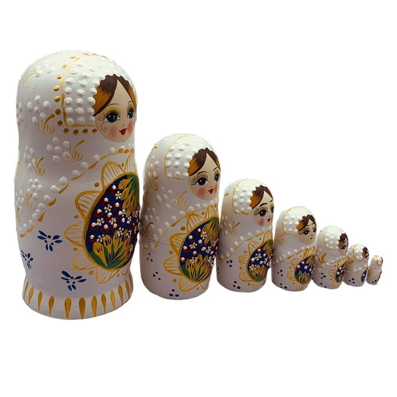 Folk Russian Nesting Dolls Handmade Wooden Figurine with Floral Patterns for Gifting Home and Office Decors