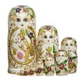 thumbnail image 1 of Folk Russian Nesting Dolls Handmade Wooden Figurine with Floral Patterns for Gifting Home and Office Decors, 1 of 8