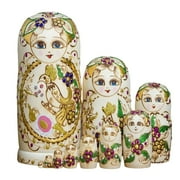 Folk Russian Nesting Dolls Handmade Wooden Figurine with Floral Patterns for Gifting Home and Office Decors