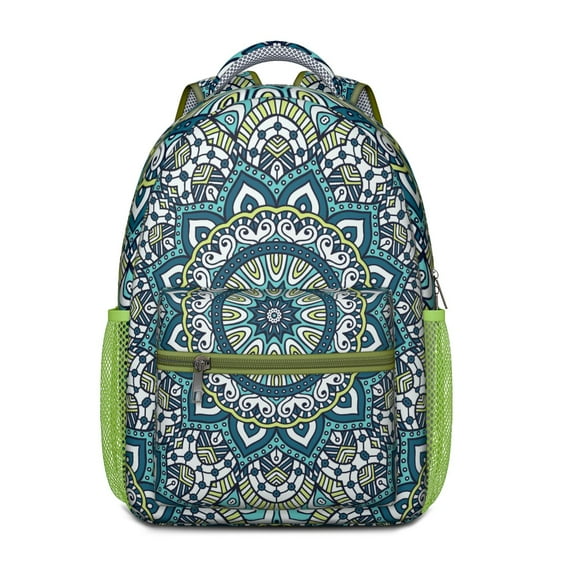 Folk Sacred Mandala Student Bookbag - Waterproof Lightweight Backpack with Organized Storage