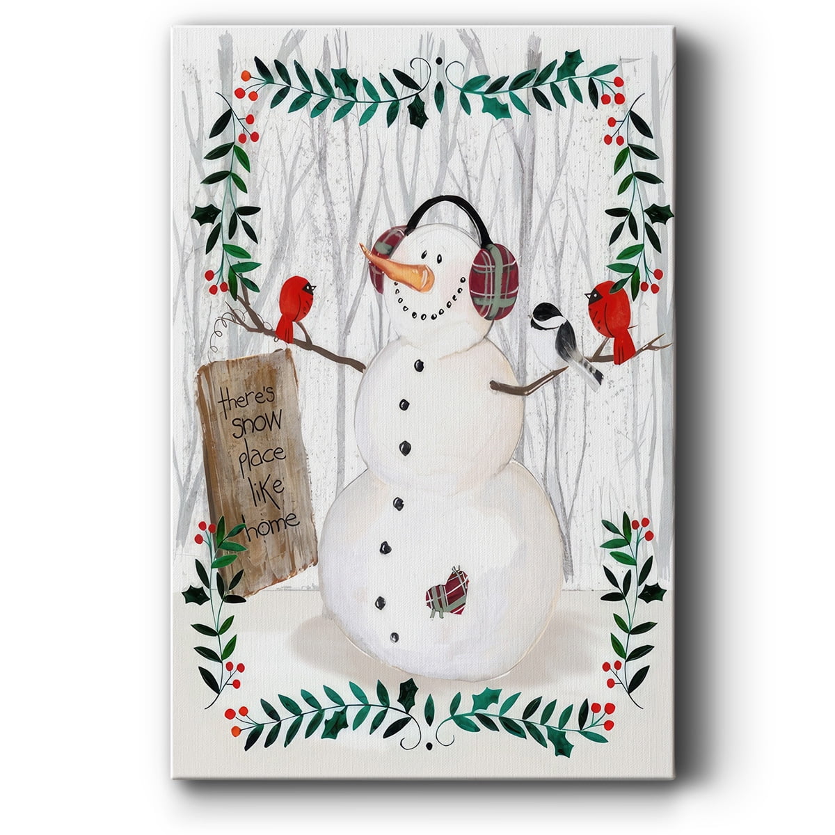 Folk Snowman Forest II- Gallery Wrapped Canvas