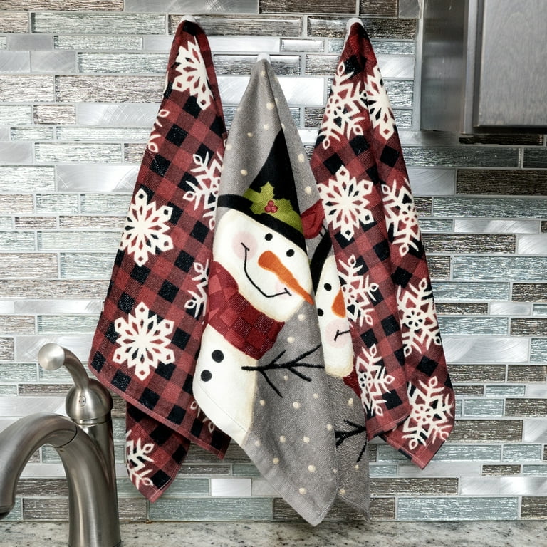  Kitchen Towel Christmas Cute Snowman with Hat Scarf