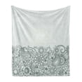 thumbnail image 1 of Folk Soft Flannel Fleece Throw Blanket, South Body Paint Design Floral Arrangement with Various Wildflowers and Leaves, Cozy Plush for Indoor and Outdoor Use, 50" x 70", White Green, by Ambesonne, 1 of 5