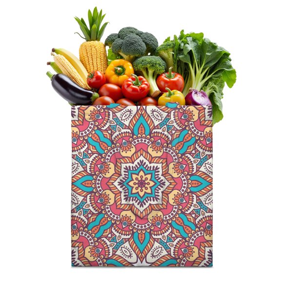 Folk Style Mandala Tote Bag – Decorative Ornamental Design, Reusable and Lightweight