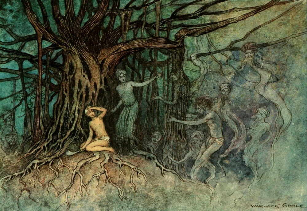 Folk Tales of Bengal 1912 A great many ghosts Canvas Art - Warwick Goble (24 x 36)