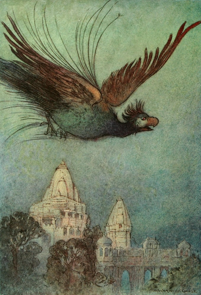 Folk Tales of Bengal 1912 A monstrous bird Canvas Art - Warwick Goble (18 x 24)