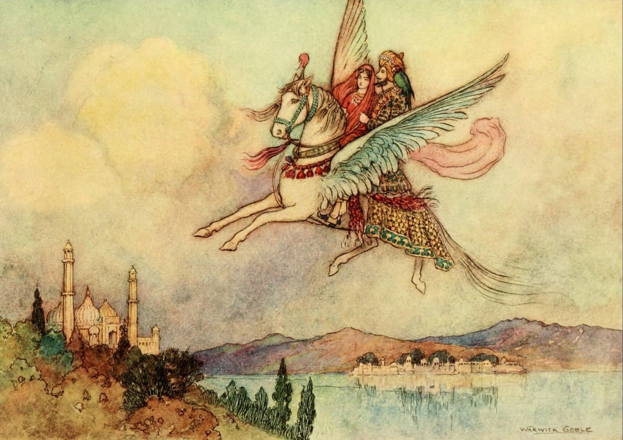 Folk Tales of Bengal 1912 Flying horse Canvas Art - Warwick Goble (18 x 24)