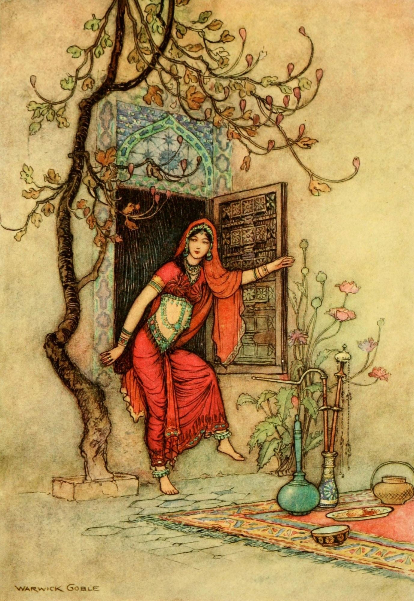 Folk Tales of Bengal 1912 The girl of the wall Canvas Art - Warwick Goble (18 x 24)