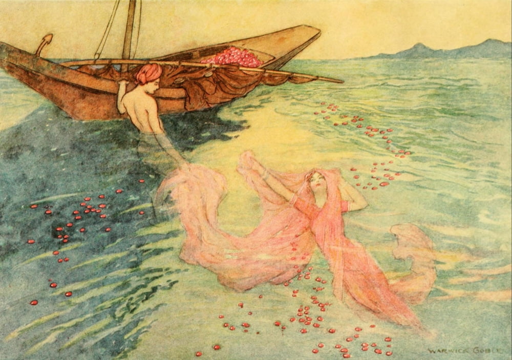 Folk Tales of Bengal 1912 They climbed into the boat Canvas Art - Warwick Goble (18 x 24)