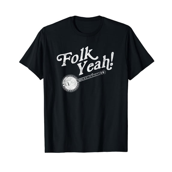 Folk Yeah! Retro Funny Banjo & Acoustic Music Graphic T-Shirt