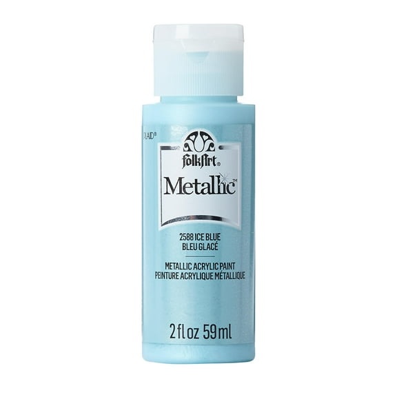 FolkArt Metallic Acrylic Craft Paint, Metallic Finish, Ice Blue, 2 fl oz