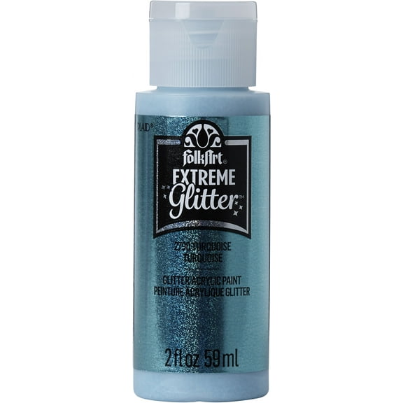 FolkArt Extreme Glitter Acrylic Craft Paint, Glitter Finish, Turquoise, 2 fl oz