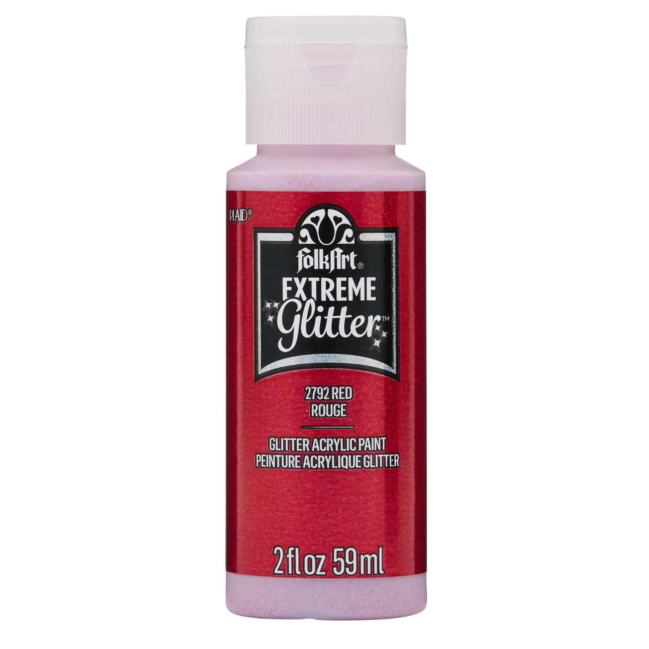 FolkArt Extreme Glitter Acrylic Craft Paint, Glitter Finish, Red, 2 fl oz