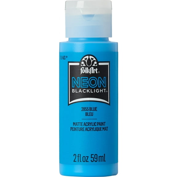 FolkArt Neon Blacklight Acrylic Craft Paint, Matte Finish, Blue, 2 fl oz