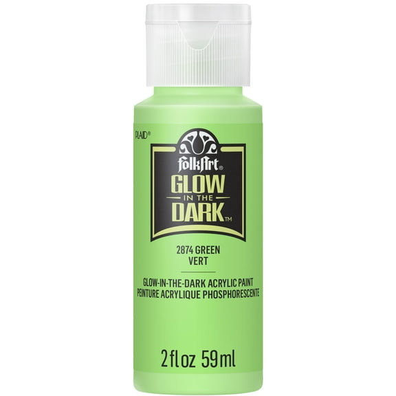 FolkArt 2874E Glow-in-the-Dark Acrylic Craft Paint, Matte Finish, Green, 2 fl oz